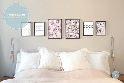 Papierschmiede® Mood Poster Set Coco Flowers, Fertiges Bilder Set mit Rahmen (Holz, schwarz), Wohnzi