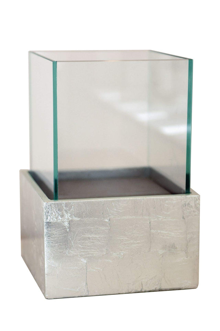 Deko-Windlicht Kerzenhalter viereckig CANDELITA - Silber Hochglanz 20x20x29 20x20x29 Silber Hochglan