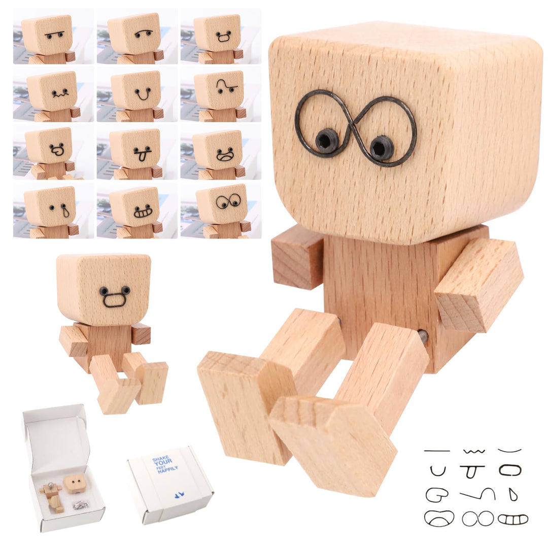 Wackelnder Holzmann, Schüttelnde Holzmann-Figur, Charmante kleine Holzfigur, wackelfigur Auto, schüt