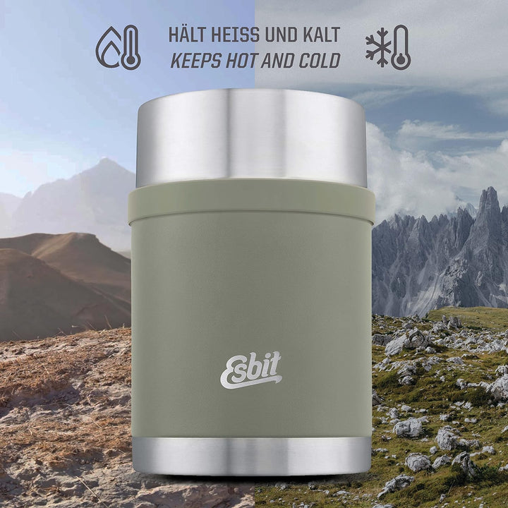 Esbit Thermobehälter Sculptor für Essen - Warmhaltebehälter 1000 ml in Stone Grey - aus Edelstahl fü