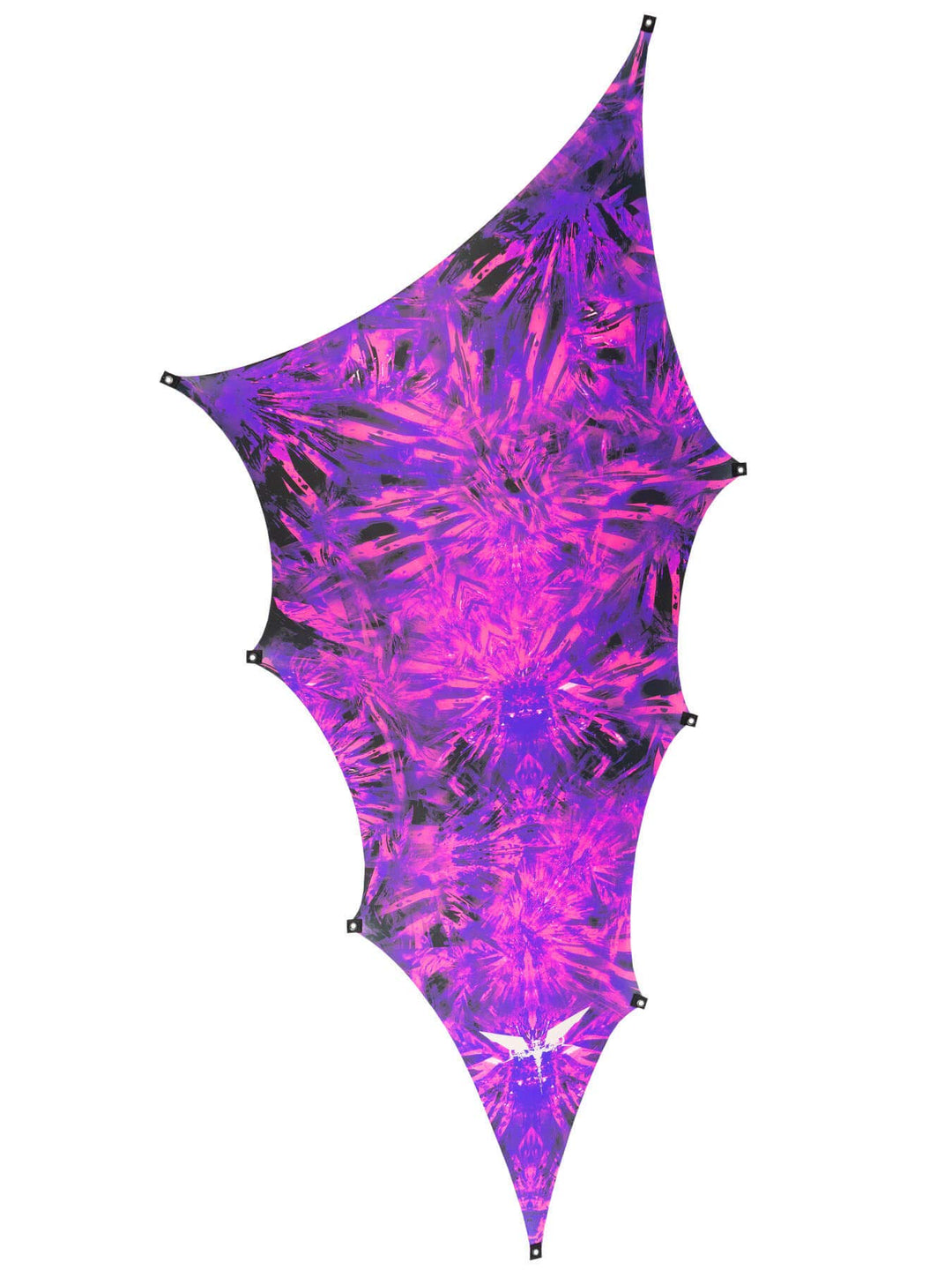 PSYWORK Schwarzlicht Segel Spandex | Goa Amethyst Deceiver Wing Left | 5,0 x 2,5m | UV-aktiv | leuch