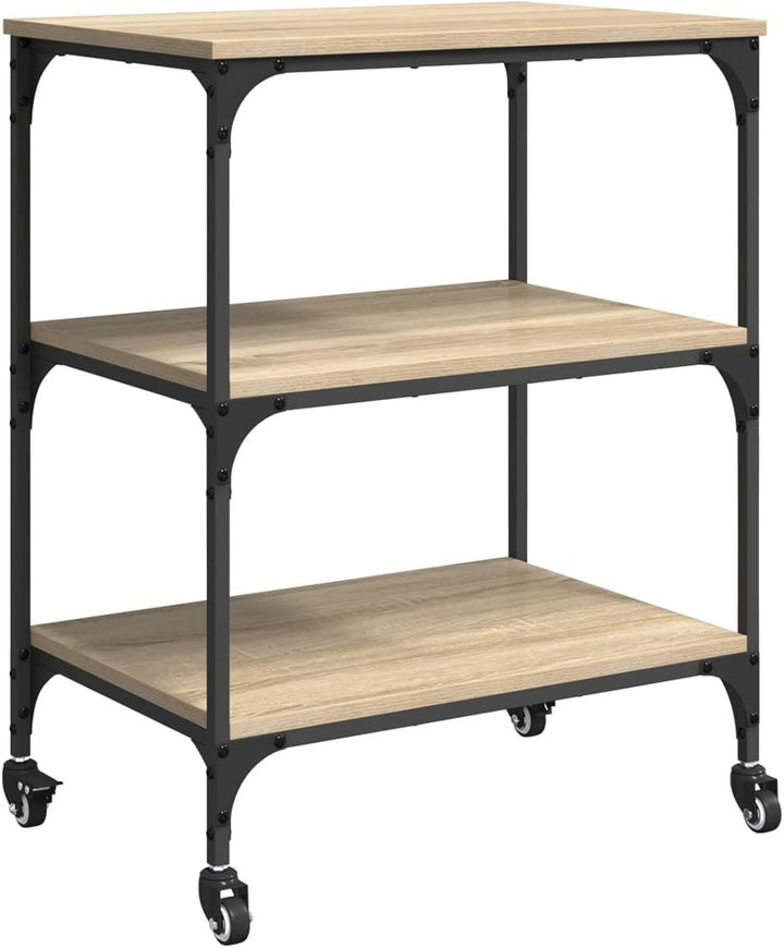 vidaXL Küchentrolley Sonoma-Eiche 60 x 41 x 76 cm Holzwerkstoff, Brauner Küchenwagen, moderner Troll