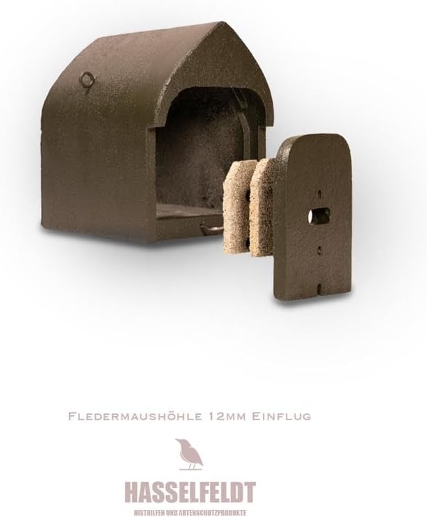 Fledermaushöhle aus Holzbeton mit dreifacher Vorderwand 12mm | Wetterfest | Fledermausquartier | Fle