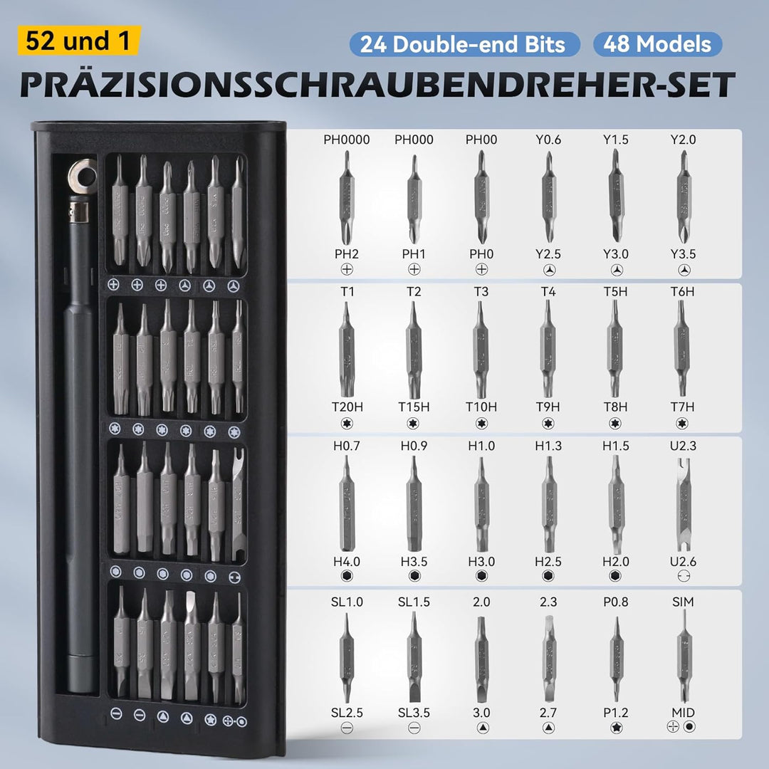 49 IN 1 Feinmechaniker Schraubendreher Set, Tragbares Mini Werkzeug mit Torx T5 T6 T7H T8 T9 T10, fü