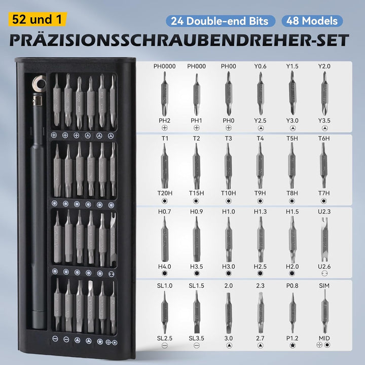 49 IN 1 Feinmechaniker Schraubendreher Set, Tragbares Mini Werkzeug mit Torx T5 T6 T7H T8 T9 T10, fü