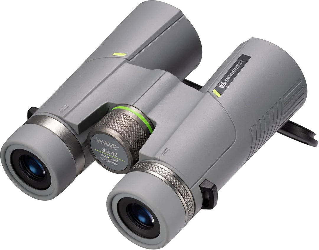 Bresser Fernglas 8x42 Wave, wasserdicht, mit BaK-4-Glas, UR-Vergütung und Brillenträgerokularen, per