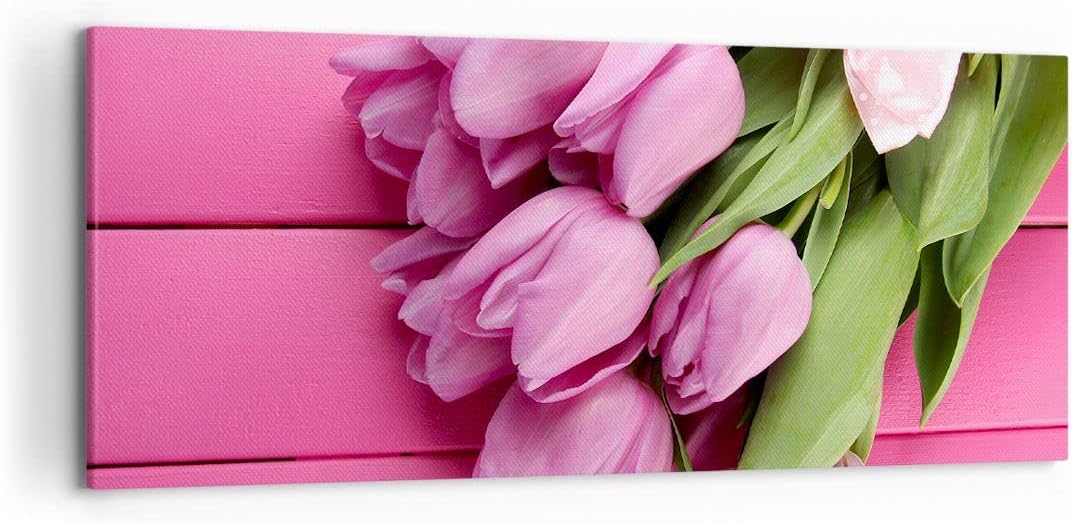 Wandbilder Dekoration Wohnzimmer Tulpen Blumenstrauss Garten Panorama Bilder auf Leinwand 120x50cm L