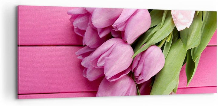 Wandbilder Dekoration Wohnzimmer Tulpen Blumenstrauss Garten Panorama Bilder auf Leinwand 120x50cm L