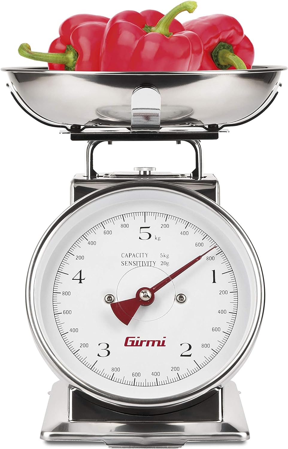 Girmi PS90 Mechanische Küchenwaage, 5 kg, Edelstahl