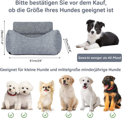 NIBESSER 2-in-1 Autositz und Bett für Hunde, wasserfest und rutschfest, Sitzerhöhung für Katzen, Abn
