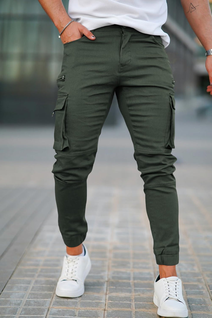 GINGTTO Herren Cargo Hose Stretch Jogginghose für Männer Casual Slim Fit Cargohose Herren, 28W / 30L