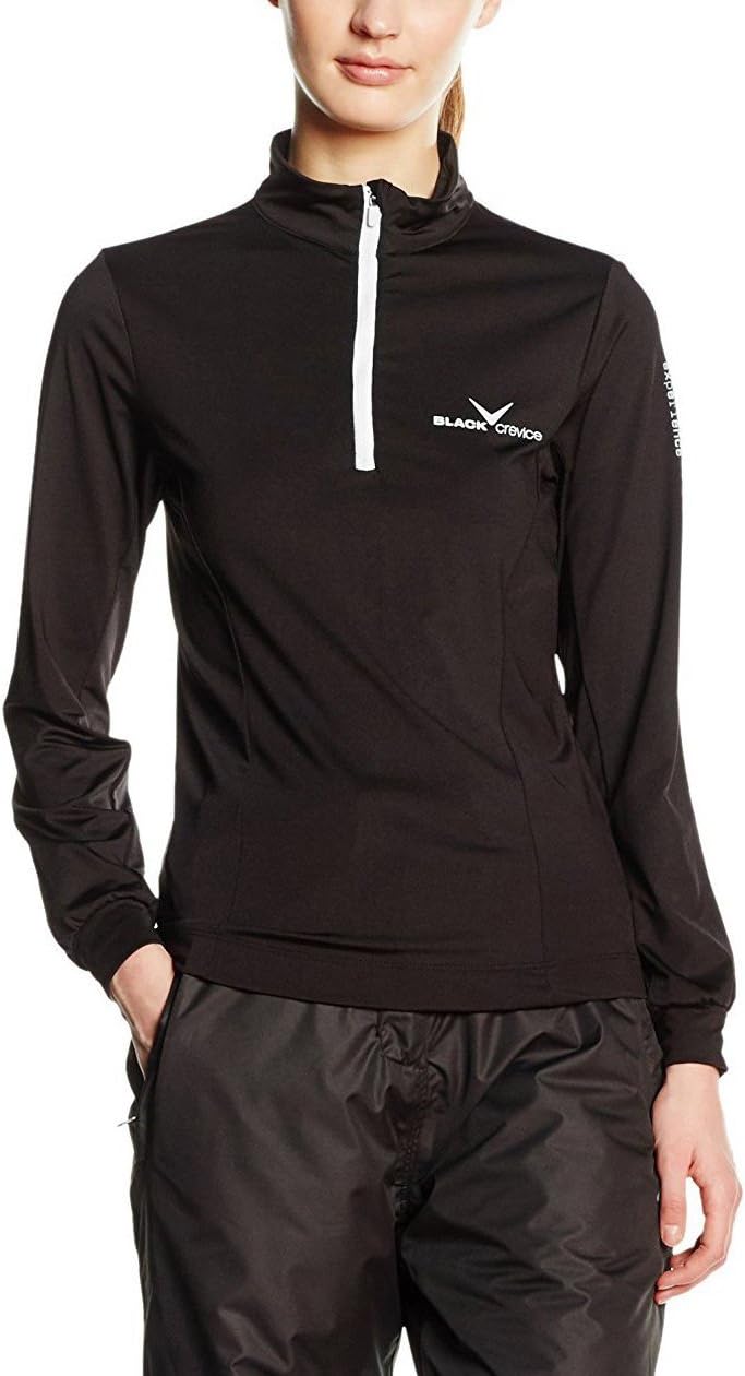 Black Crevice Women's Skirolli Zip functional shirt. 34 Schwarz/Weiss, 34 Schwarz/Weiss