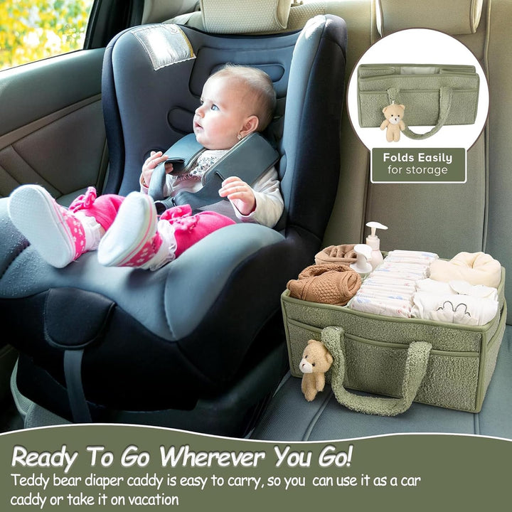 Tragbarer Windelkorb, Tragbarer Wickelkorb mit Herausnehmbaren Fächern, Baby Windel Caddy Organizer,