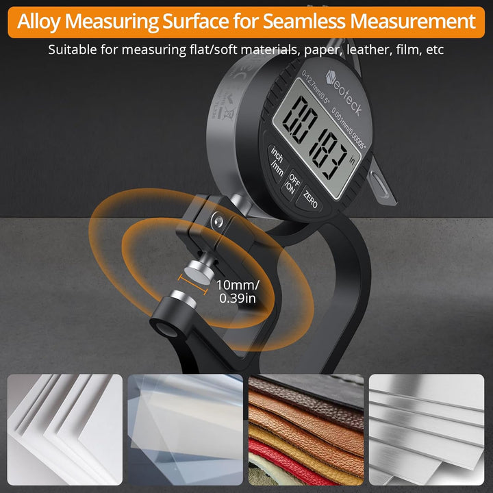 Neoteck Tragbarer Digitaler Dickenmessstreifen 0-12,7 mm Messbereich 0,001/0,00005 '' elektronischer