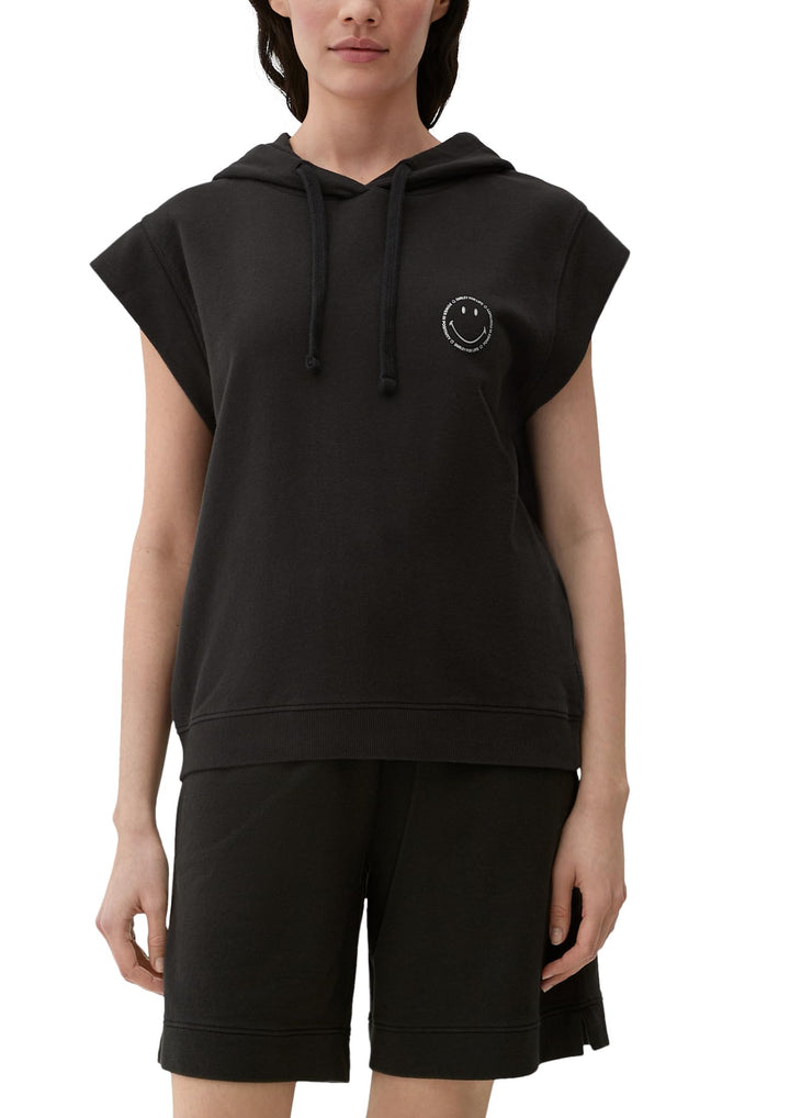 s.Oliver Kurzarm-Sweatshirt mit Smiley®-Print, 32 Schwarz
