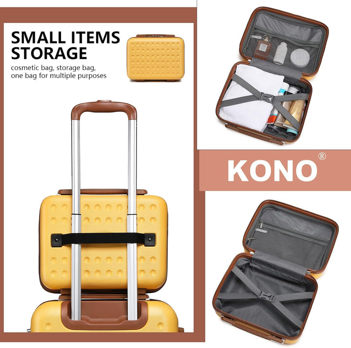KONO Kosmetikkoffer Schminkkoffer Koffer Beauty Case 31 x 22 x 18 cm,Gelb Gelb Beauty Case (31 cm),