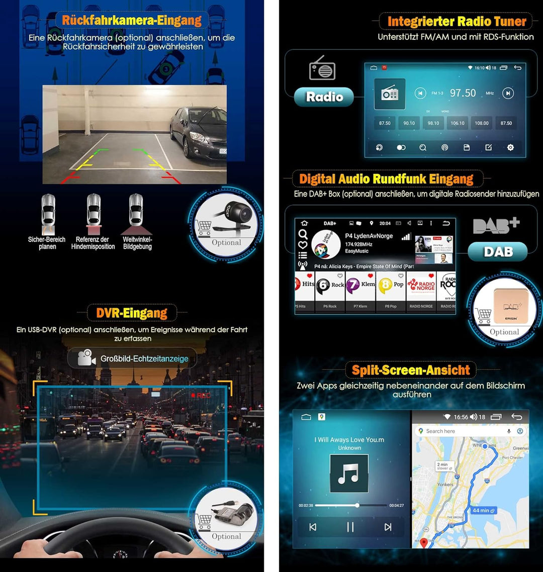 Erisin 9 Zoll Android 11 Wireless CarPlay Autoradio mit Navi GPS für Mercedes Benz W164 X164 GL/ML-K