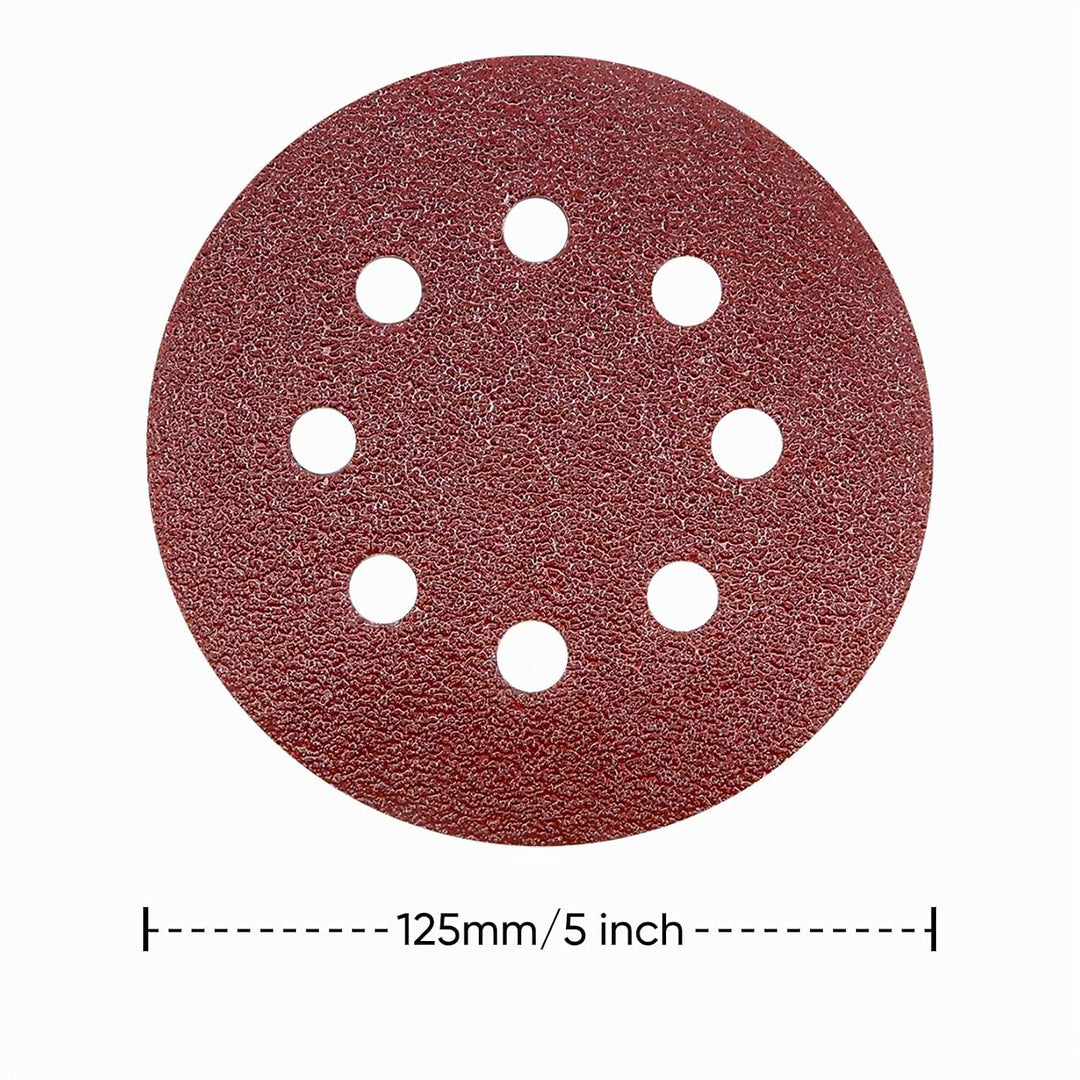 SHALL 160 Stück 125-mm-Schleifscheiben (Klettverschluss, 9 Typen, gemischte Körnung), 8-Loch, runde