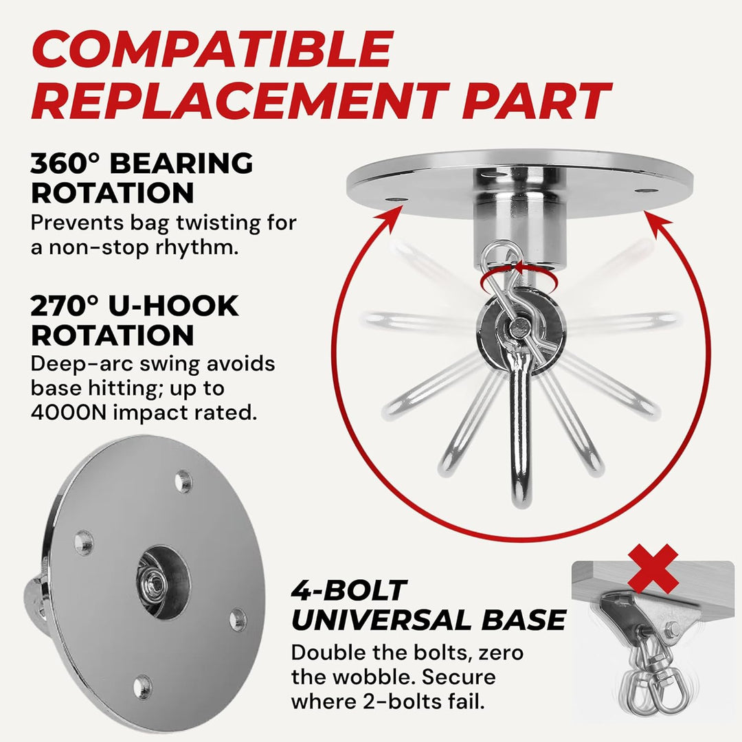 Speed Bag Swivels - Stainless Steel Speedbag Swivel - Boxing Swivel with 360° Ball Bearing - Complet