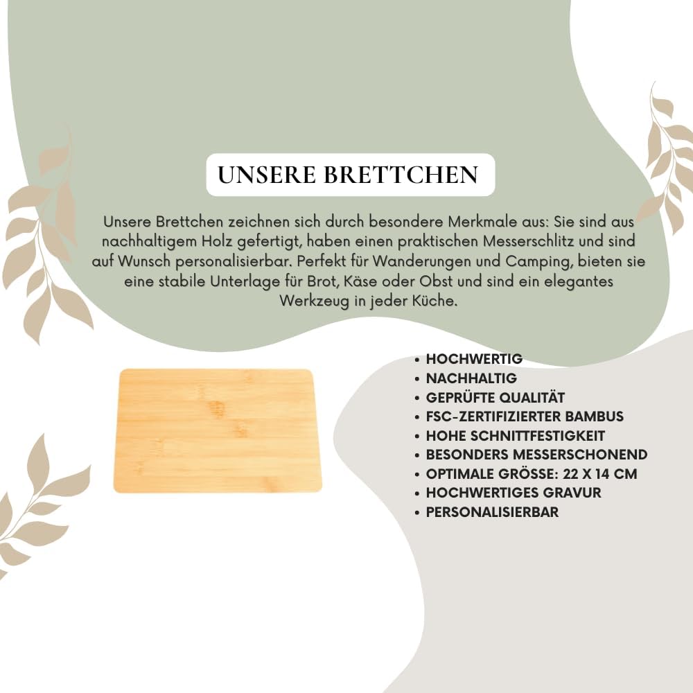 Personalisiertes Frühstücksset, 2er Set Schneidebrett mit Gravur, Geschenke für Oma und Opa, Brettch