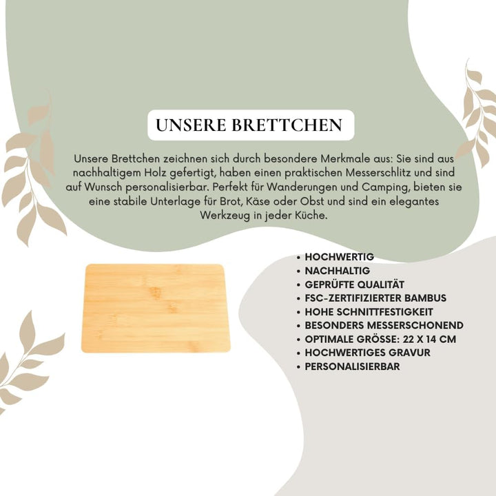 Personalisiertes Frühstücksset, 2er Set Schneidebrett mit Gravur, Geschenke für Oma und Opa, Brettch