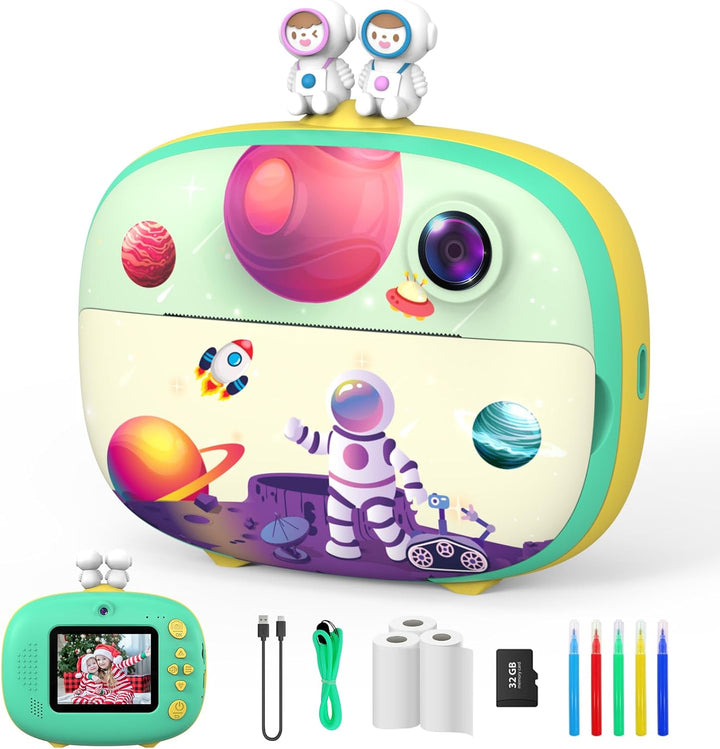 ULEWAY Kinderkamera Sofortbildkamera, Digitalkamera für Kinder mit Druckpapier & 32G TF Karte, Video