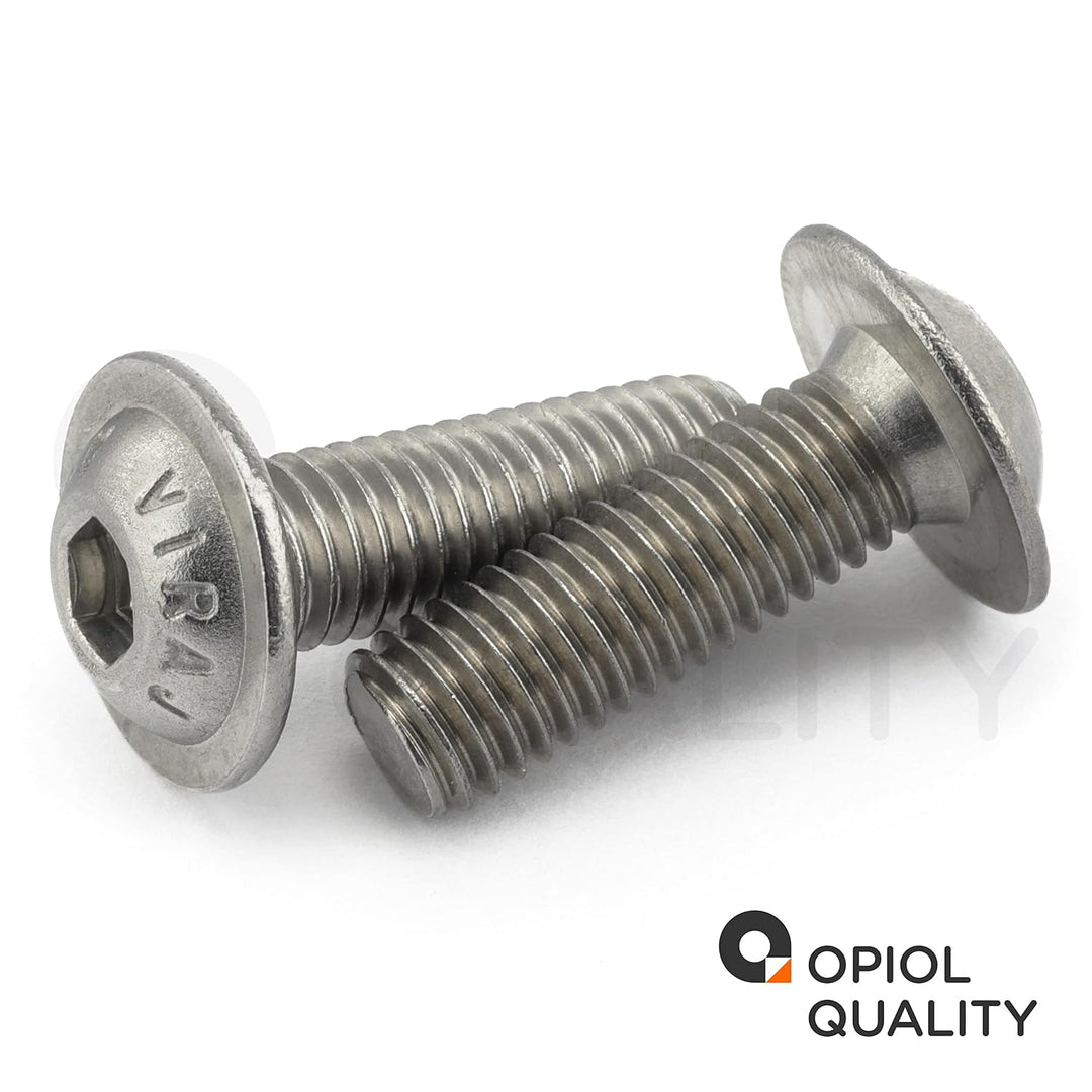 OPIOL QUALITY® Linsenkopfschrauben mit Flansch und Innensechskant ISO 7380 M8x80 mm aus Edelstahl A2