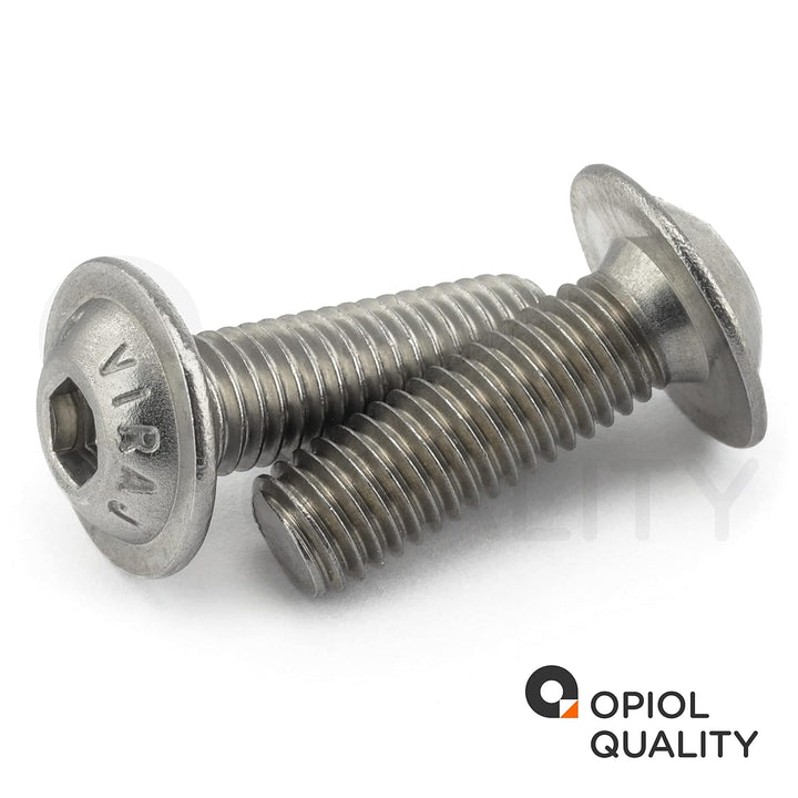 OPIOL QUALITY® Linsenkopfschrauben mit Flansch und Innensechskant ISO 7380 M8x80 mm aus Edelstahl A2