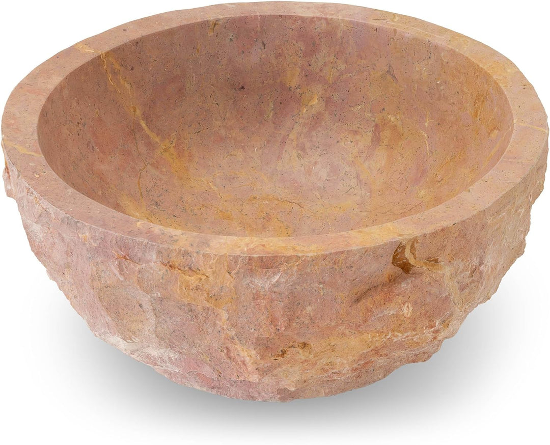 Divero Handwaschbecken Aufsatzwaschbecken Naturstein (rosé marmoriert), Rosé Marmoriert