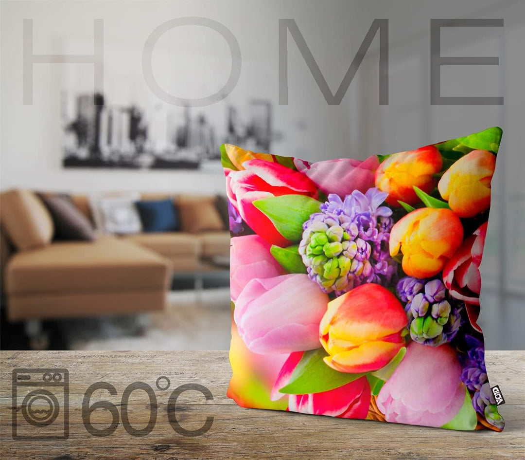 VOID Blumenstrauss Frühling Tulpen Kissenbezug Kissenhülle Sofakissen Kissen Deko Outdoor-Kissen Dek