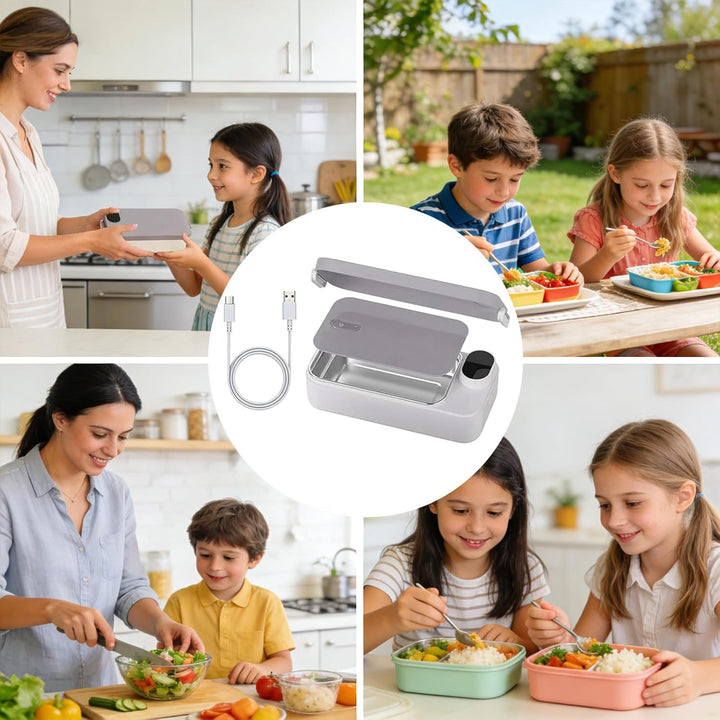 900ml Edelstahl Heiz-Lunchbox, Elektrische Warmhaltebox mit 7200mAh Akku - USB wiederaufladbar - Ant