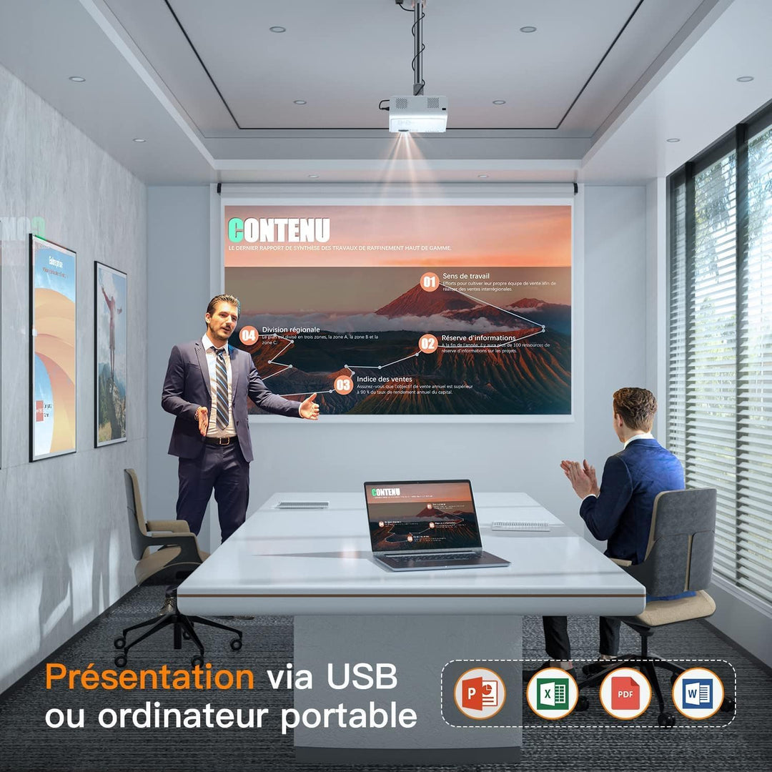 Beamer [Elektrische Keystone 6D/4P] Beamer 4K Heimkino 26000 Lumen, VISSPL Full HD 1080P WiFi Blueto