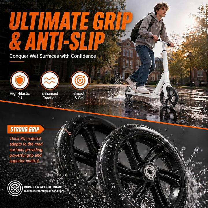 2 Stück 200mm*40mm Scooter Rollen mit ABEC-9 Lager, Anti-Rutsch Roller Räder, Cityroller Reifen Ersa