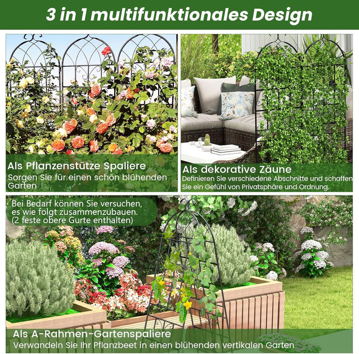 GOPLUS Rankgitter Metall 2er/4er Set, Sichtschutz Garten 180/220 cm hoch, Rosenspalier, Rosengitter,
