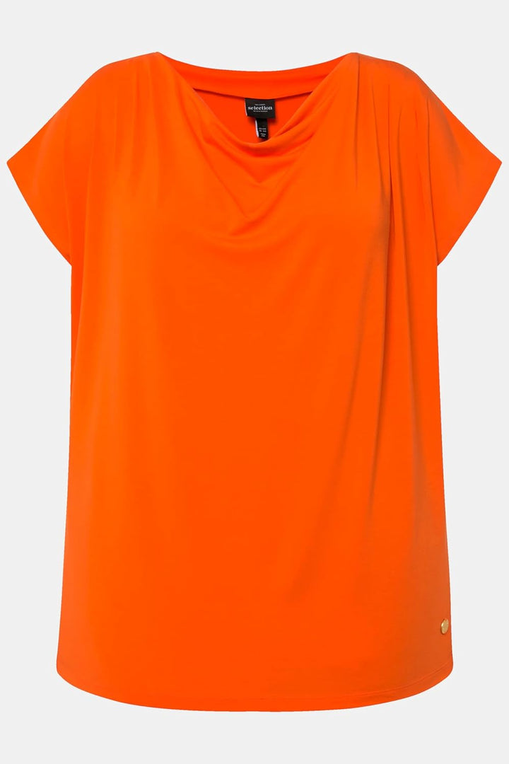 Ulla Popken Damen Wasserfall T-Shirt 42-44 Hellorange, 42-44 Hellorange