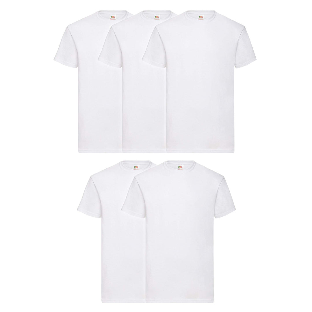 Fruit of the Loom Herren Original T T-Shirt (10er Pack oder 5er Pack) 5XL Weiss, 5XL Weiss