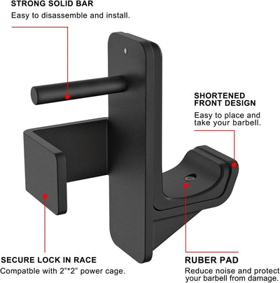 Kipika J-Haken für Power Rack – Unterseite verstärkte Stahlhaken mit Gummiauflage – 2 Stück 1/2 Hole