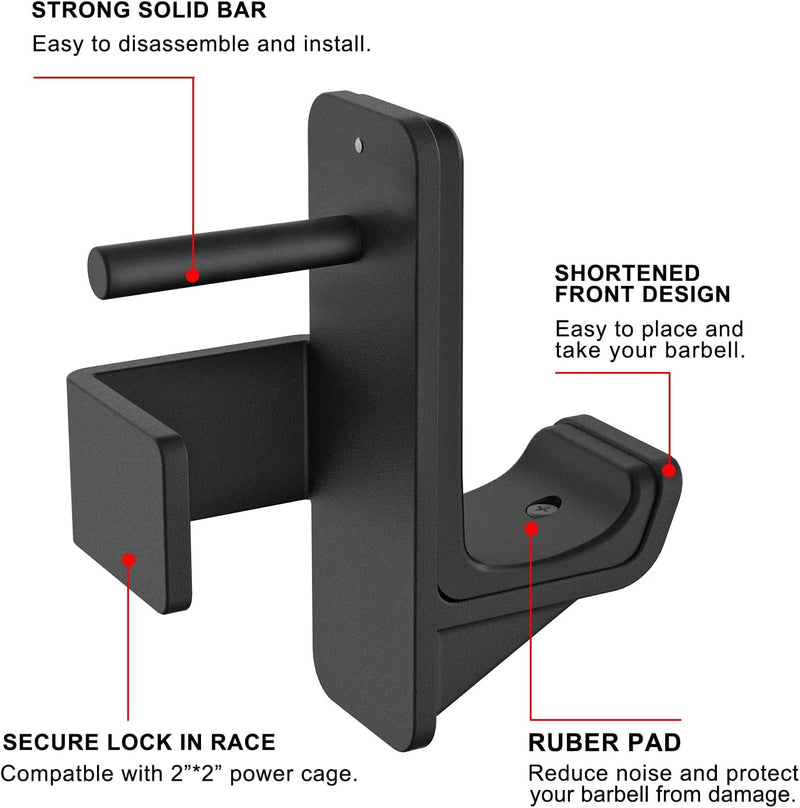 Kipika J-Haken für Power Rack – Unterseite verstärkte Stahlhaken mit Gummiauflage – 2 Stück 1/2 Hole