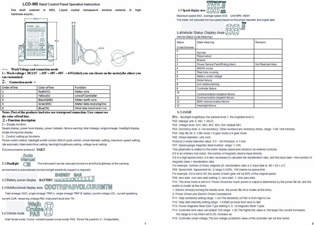 Elektrofahrrad-LCD-Anzeige, ABS 6Pin Elektrofahrrad-LCD-Anzeige 24V 36V 48V 60V SW900 LCD-Anzeige Me