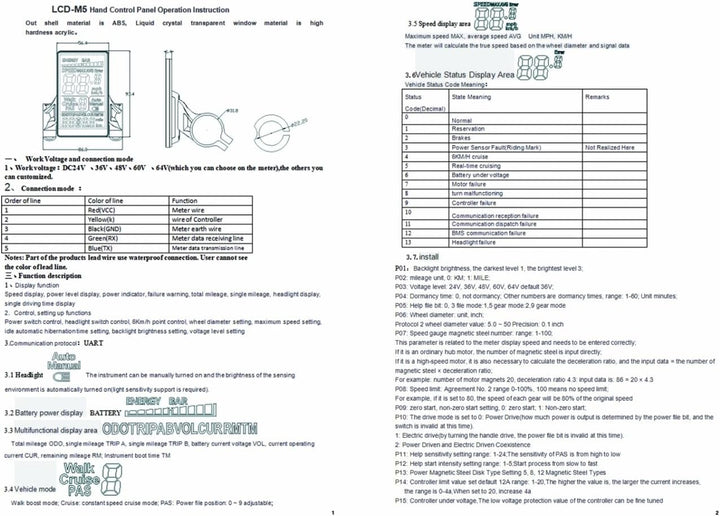 Elektrofahrrad-LCD-Anzeige, ABS 6Pin Elektrofahrrad-LCD-Anzeige 24V 36V 48V 60V SW900 LCD-Anzeige Me