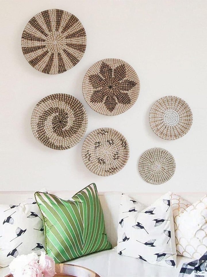 5PCS Woven Basket Wall Decor – Hangings Wall Basket Dekoration – Rattan Wall Decor – Wicker Wall Art