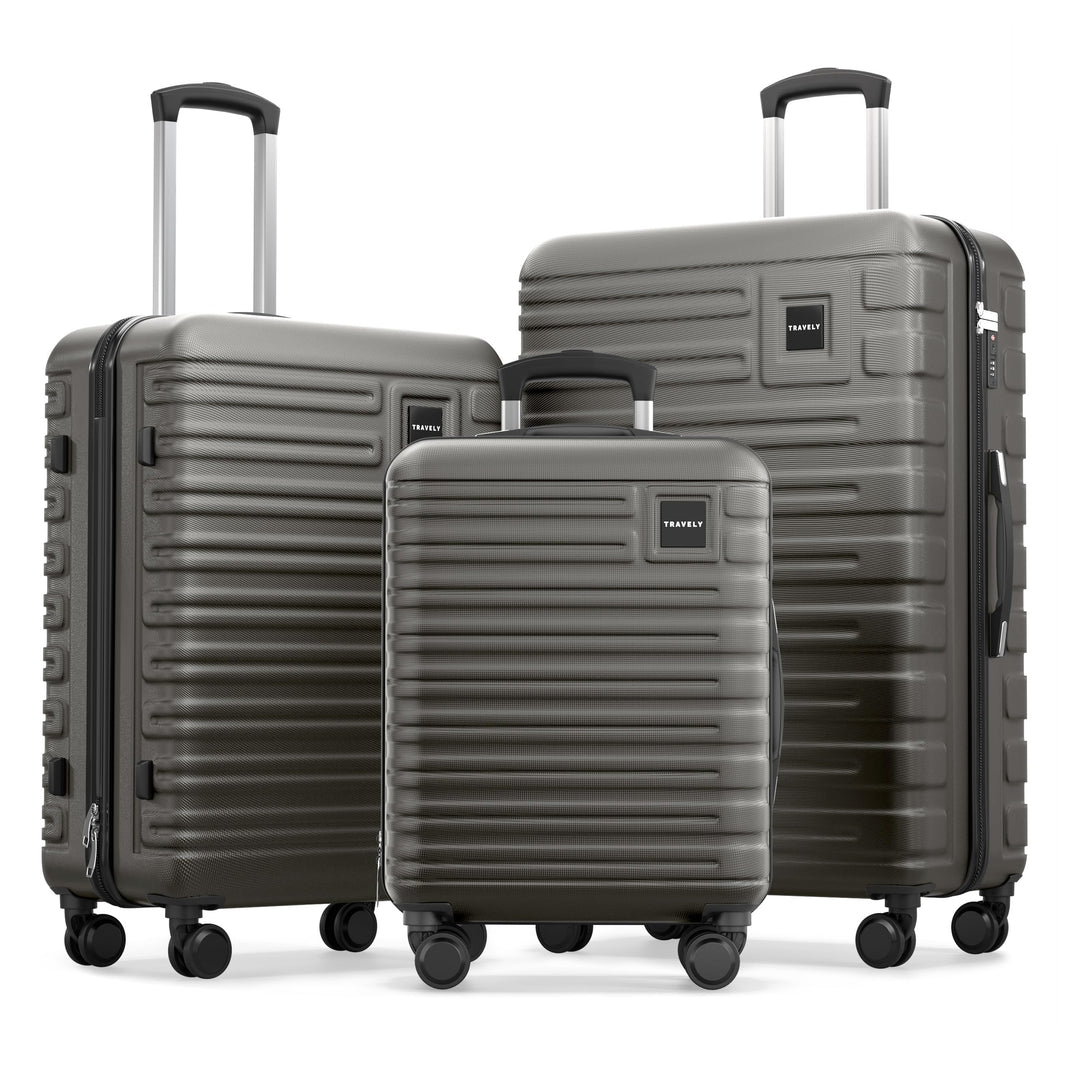 Travely Premium Koffer Set: 28", 24" & Handgepäck Koffer in einem Set. Mehr als 250L Volumen zusamme