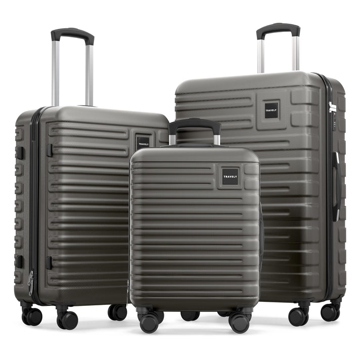 Travely Premium Koffer Set: 28", 24" & Handgepäck Koffer in einem Set. Mehr als 250L Volumen zusamme