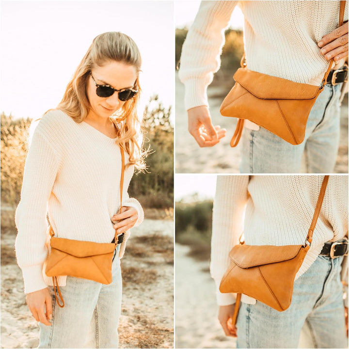 Gusti Umhängetasche Leder - Karisma Handtasche Ledertasche Vintage Braun, Braun