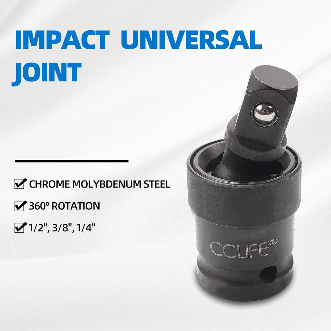 CCLIFE 17tlg Stecknuss Adapter für Schlagschrauber 1/4' 3/8' 1/2' 3/4' Bit Nuss & Kardangelenk | Cr-