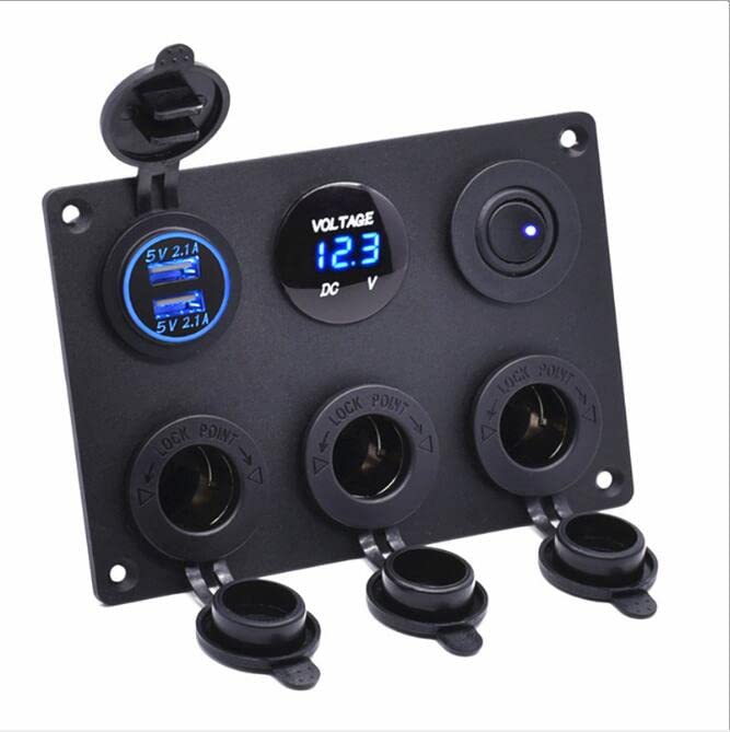 Riloer 3-Gang-Kombinationsschalter, 12V / 24V ABS Marine Boat Car Ein-Aus-Wippschalter mit zwei USB-