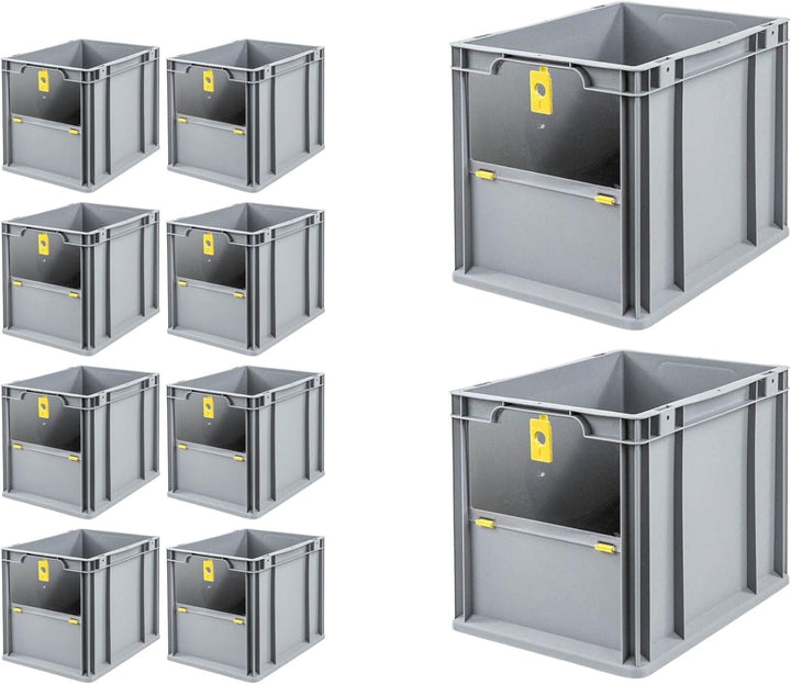 SparSet 10x Eurobox NextGen Insight Cover | HxBxT 32x30x40 | 30 Liter | Hoch/Gelb | Eurobehälter, Tr