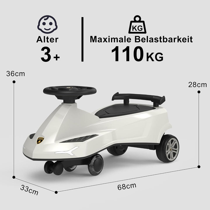 Rutschauto für Kinder ab 3 Jahren, TwistCar Wiggle Car Wackelauto Rutschfahrzeug mit Leuchtrollen, M