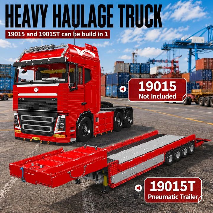 Mould King 19015T Technik Anhänger für LKW Modell Pneumatischer Palettenwagen Bausteine, 3399 Teile
