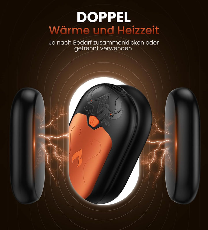 Handwärmer Wiederaufladbar 8000mAh, 2 Pack Handwärmer Elektrische mit 24 Stunden Wärme, Tragbarer Ta